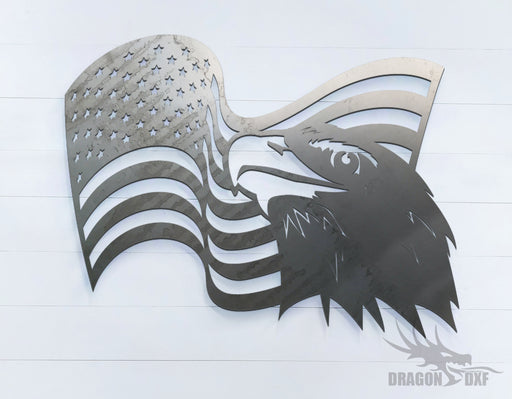 American Flag with Eagle (Right) -  DXF Download