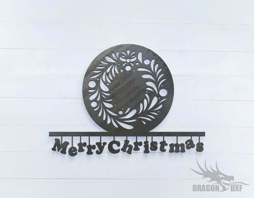 Merry Christmas Wreath - DXF Download