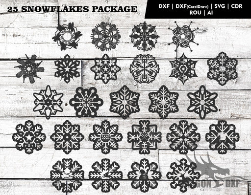 Snowflakes Design (25 Designs) - Plasma Laser DXF Cut File