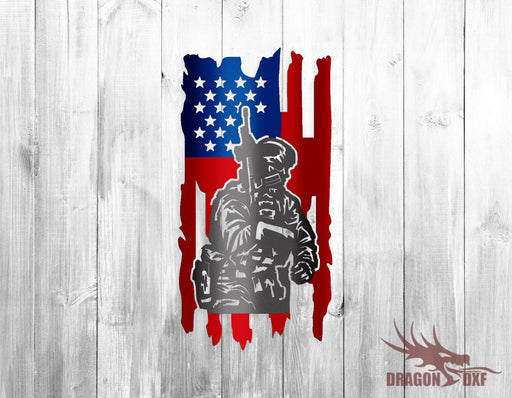 Soldier with American Flag 2- DXF Download