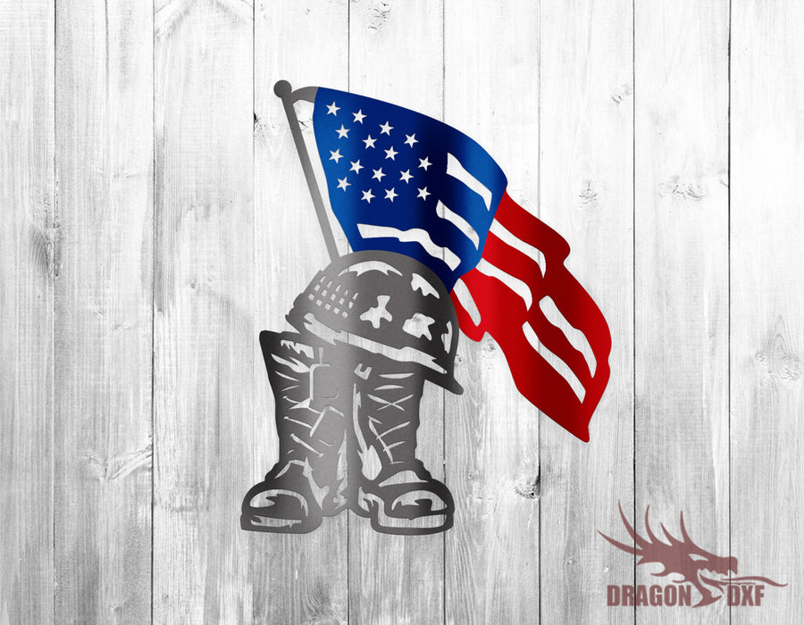 American Flag with Combat Helmet- DXF Download