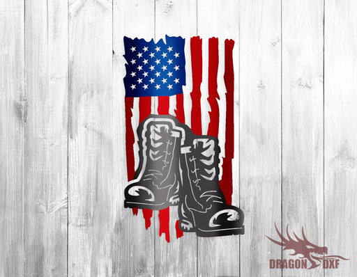 American Flag with Heros Boots - DXF Download