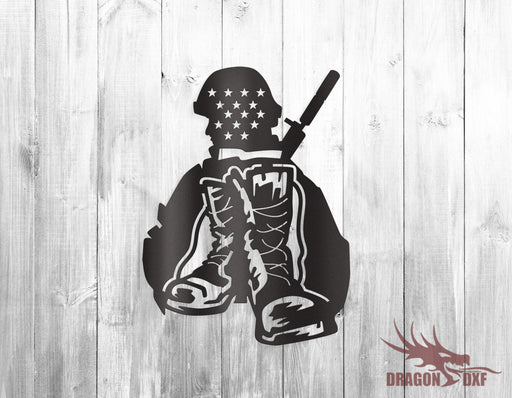 American Flag with Soldier - DXF Download