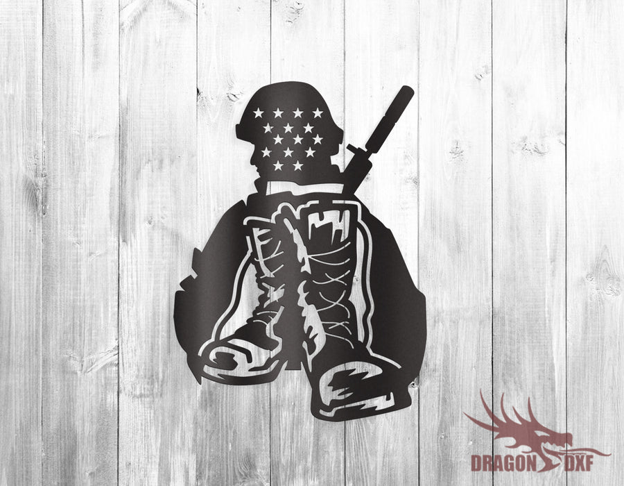 American Flag with Soldier - DXF Download
