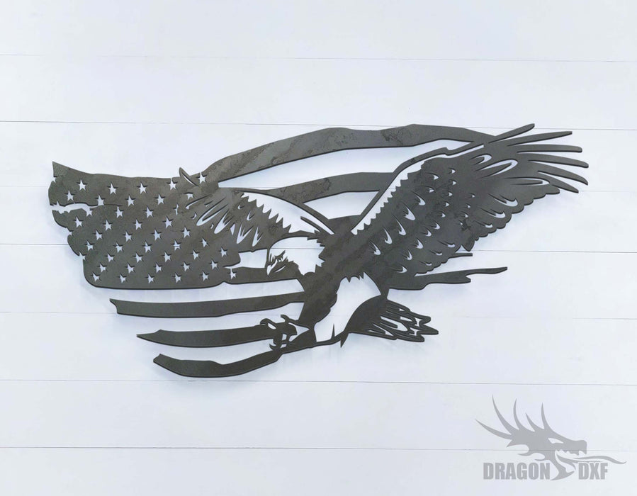 36" x 17" American Eagle Flag - DXF Download