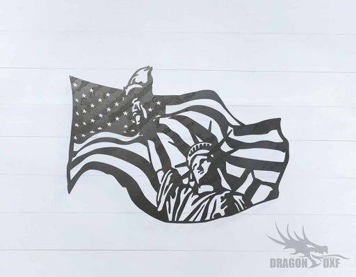 American Flag and Liberty sign - DXF Download