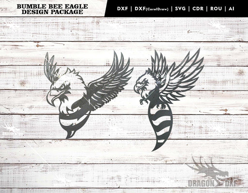 Bumble Bee Eagle Design Package (2 Designs) - Plasma Laser DXF Cut File