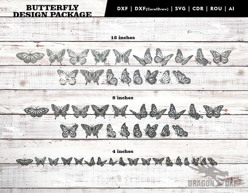 Butterfly Design Package (54 Designs) - Plasma Laser DXF Cut File