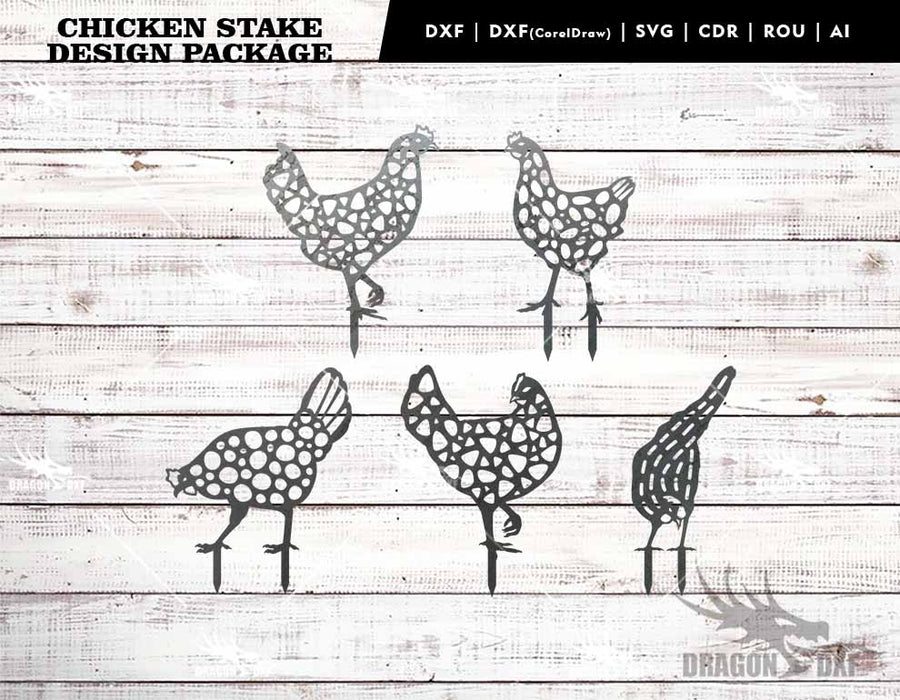 Chicken Stake Design Package (5 Designs) - Plasma Laser DXF Cut File