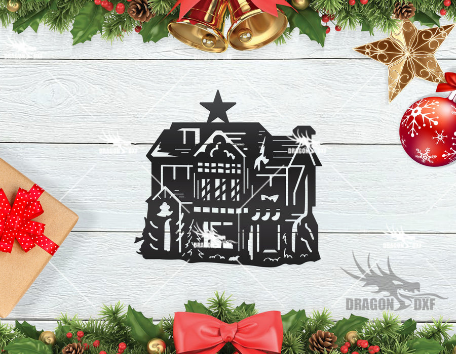 Christmas House 7  - Plasma Laser DXF Cut File