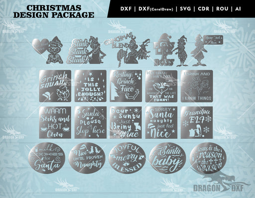 Christmas Design Package (20 designs)  - Plasma Laser DXF Cut File