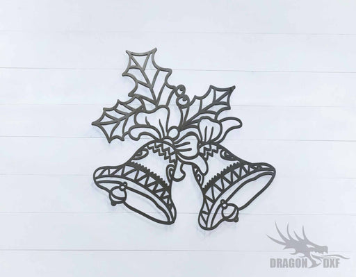 Christmas Bells with leaves Sign - DXF Download
