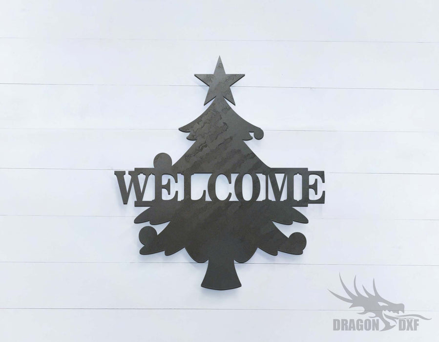 Christmas Tree Welcome Sign - DXF Download