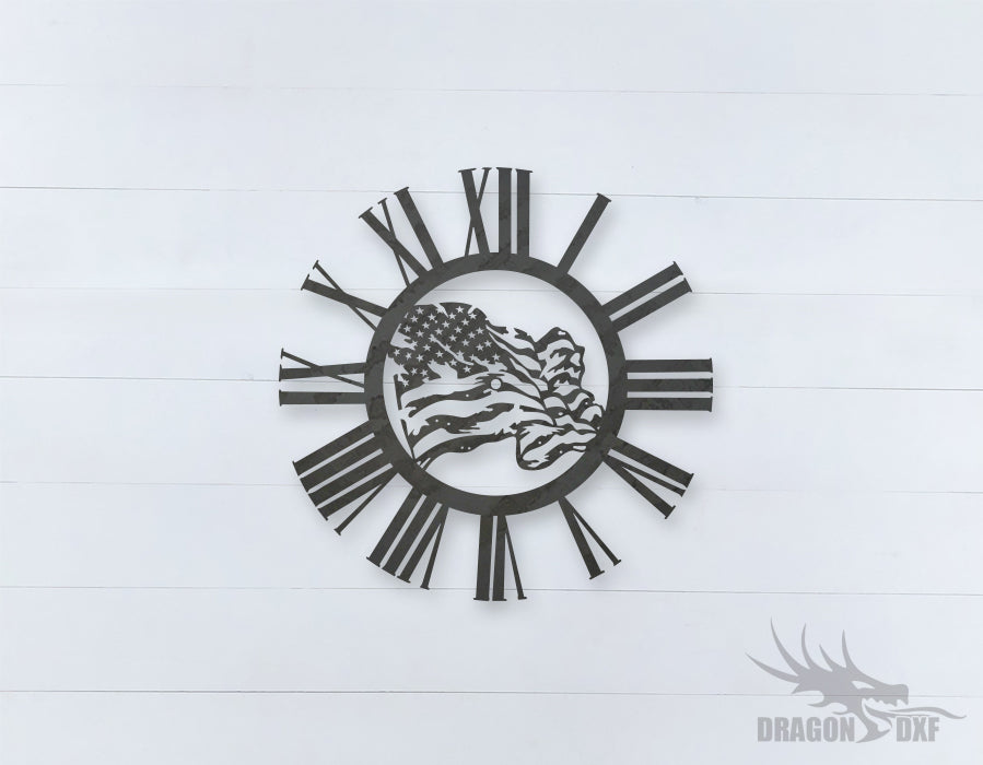 American Clock Design 14  - DXF Download