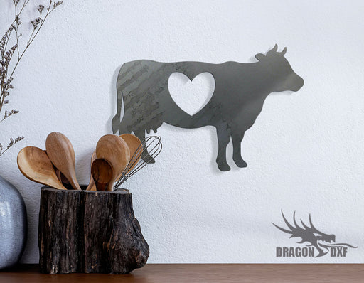 Cow Design 4- Farm Animals - Cow with heart - DXF Download