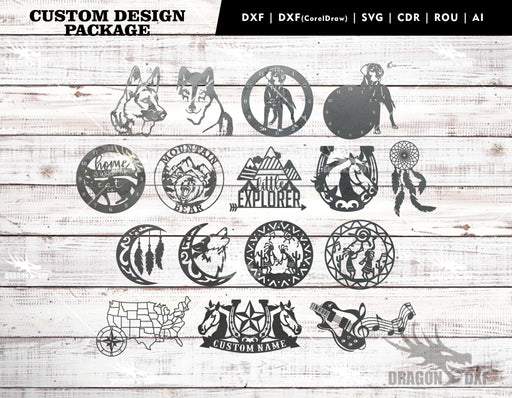 Custom Design Package (16 Designs) - Plasma Laser DXF Cut File