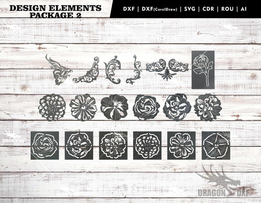 Design Elements Package 2 (18 Designs) - Plasma Laser DXF Cut File