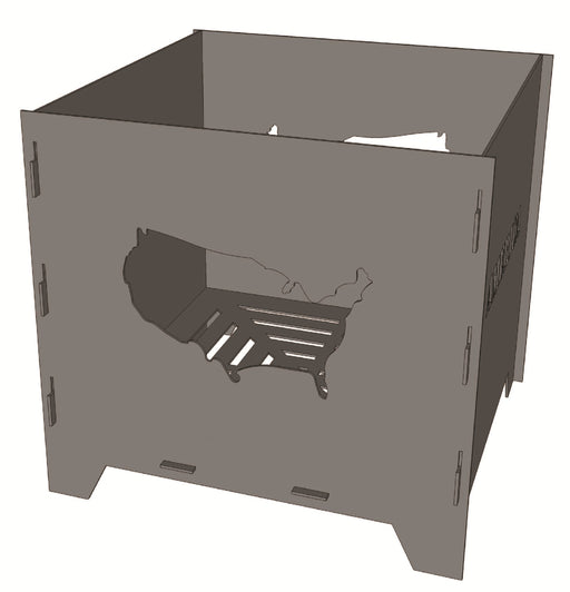 Collapsible Fire pit Square Box America - Cut and Assemble - DXF Downloadable File