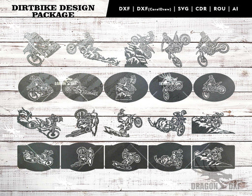 Dirtbike Design Package (20 Designs) - Plasma Laser DXF Cut File