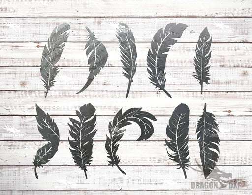 Feather Design - Positive and Negative Cut (10 Positive cut & 10 Negative cut)  - Plasma Laser DXF Cut File