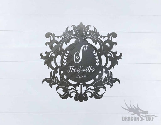 Filigree Family Name with Initial 1 - DXF Download