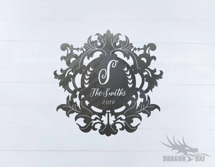 Filigree Family Name with Initial 1 - DXF Download