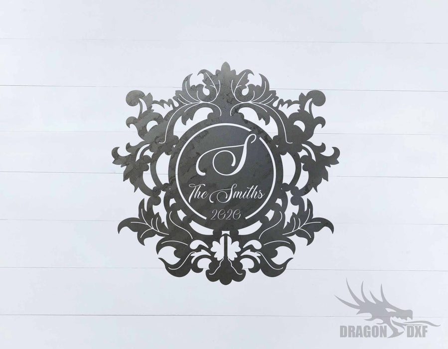 Filigree Family Name with Initial 2 - DXF Download
