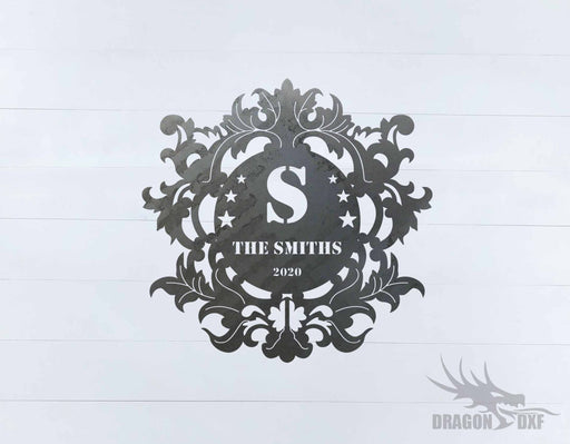 Filigree Family Name with Initial 3 - DXF Download