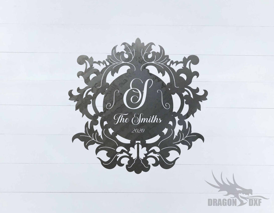 Filigree Family Name with Initial 4 - DXF Download