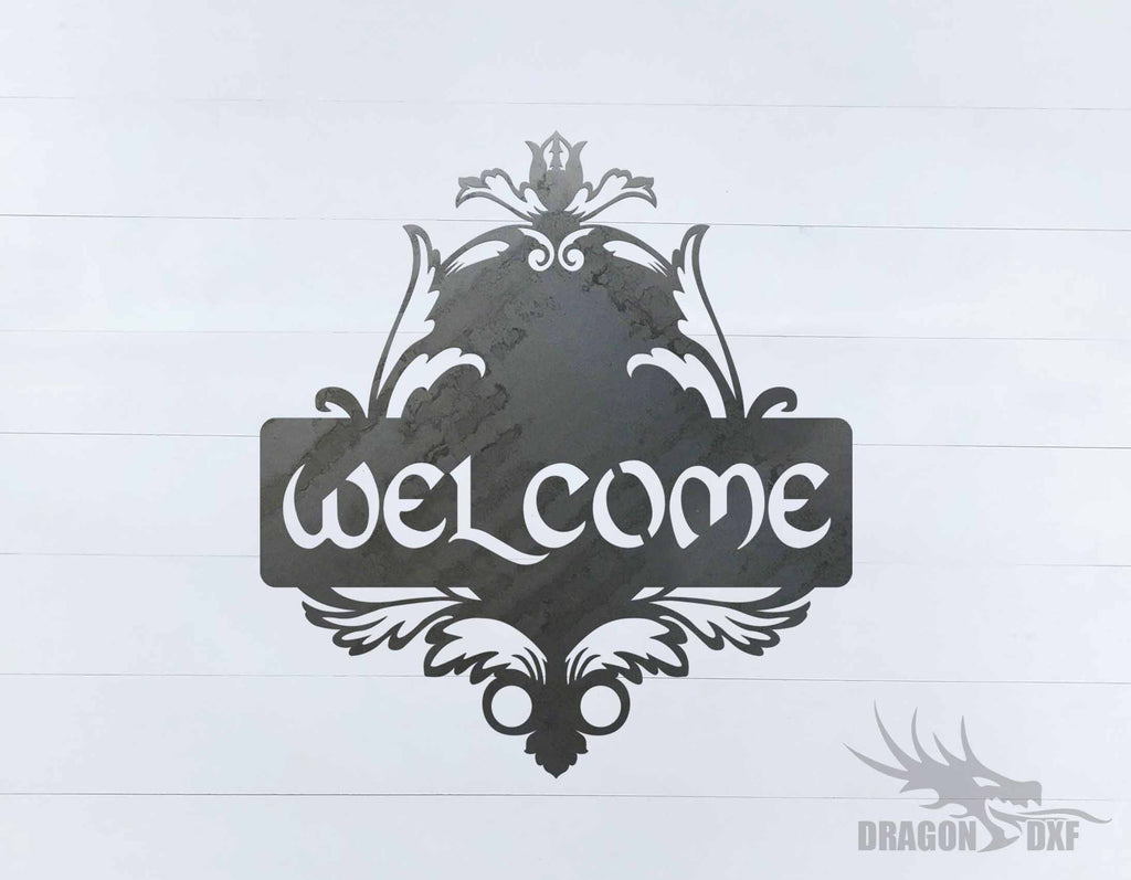 Filigree Welcome Sign 9 - DXF Download — DragonDXF