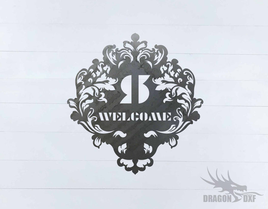 Filigree Welcome w Initial Sign 2 - DXF Download