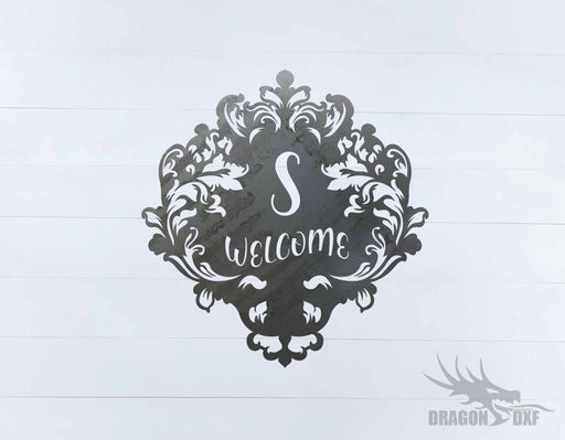 Filigree Welcome w Initial Sign 4 - DXF Download