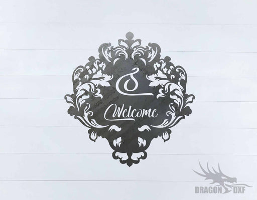 Filigree Welcome w Initial Sign 5 - DXF Download