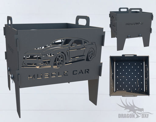 Collapsible Customize Fire Pit Muscle Car - Cut and Assemble - DXF Downloadable File