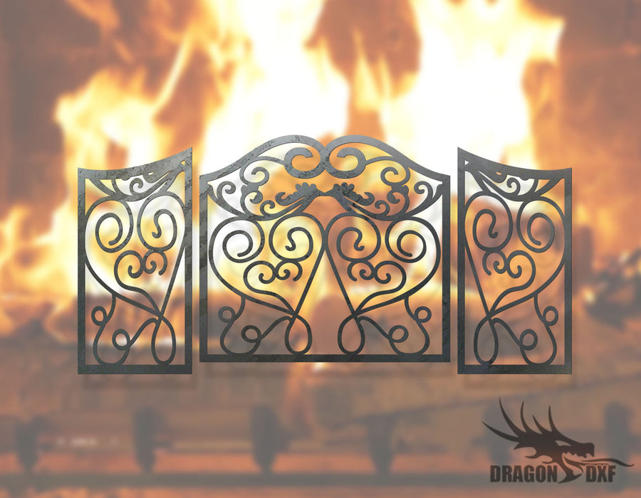 Fireplace Screen 33- Fireplace Cover - DXF Download