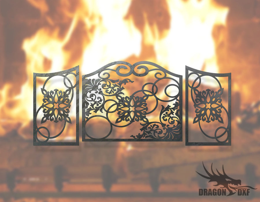 Fireplace Screen 35- Fireplace Cover - DXF Download