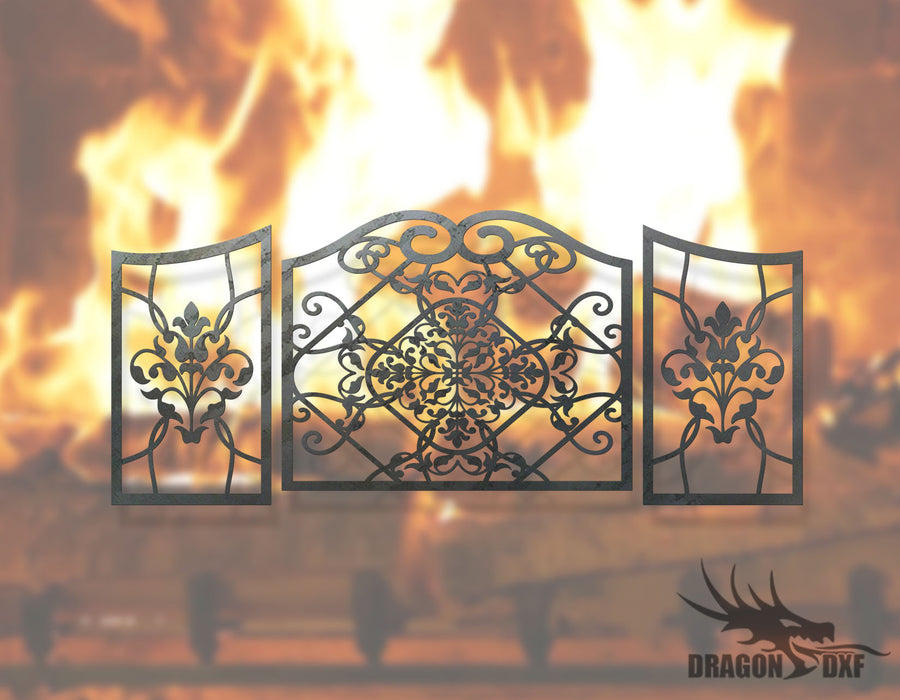 Fireplace Screen 37- Fireplace Cover - DXF Download