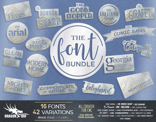 Everything Font Bundle (16 fonts - 42 Font Variations - CNC Font - Installable Fonts Download