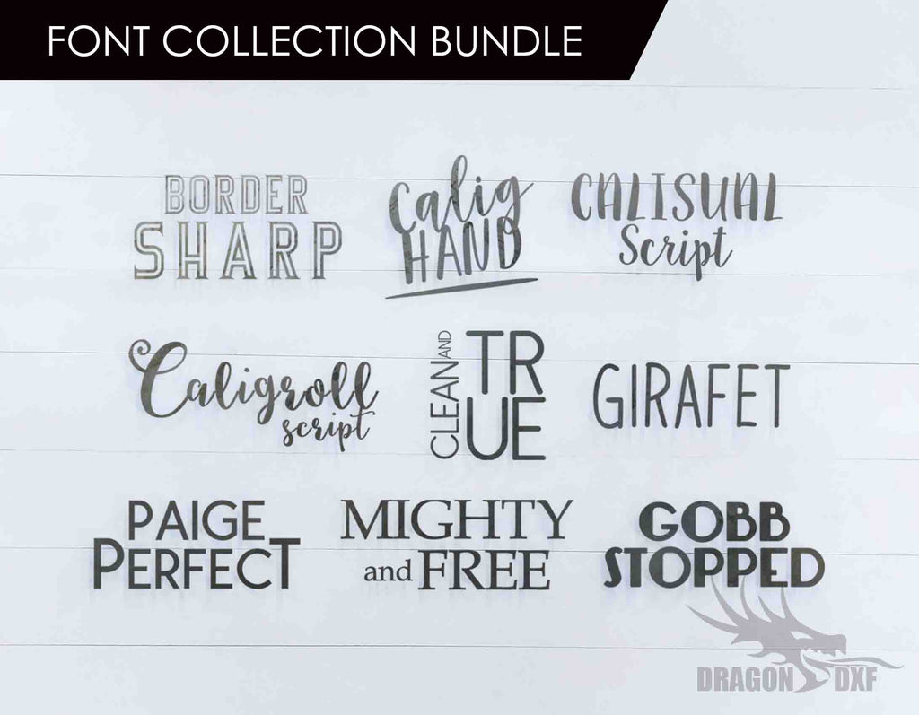 CNC Font Collection Bundle (9 Installable Fonts)- Plasma Laser DXF Cut ...