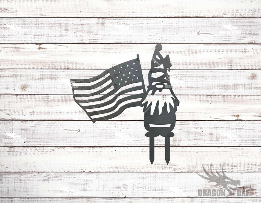 Garden Gnomes with USA Flag (25 Designs) - Plasma Laser DXF Cut File
