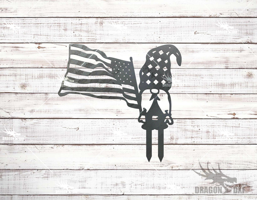 Garden Gnomes with USA Flag (25 Designs) - Plasma Laser DXF Cut File