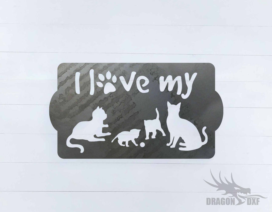 I Love my Cats Design  - DXF Download