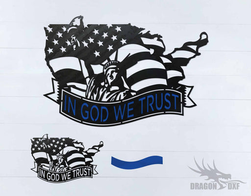 In God We Trust 3 - 2 Layer Design - DXF Download