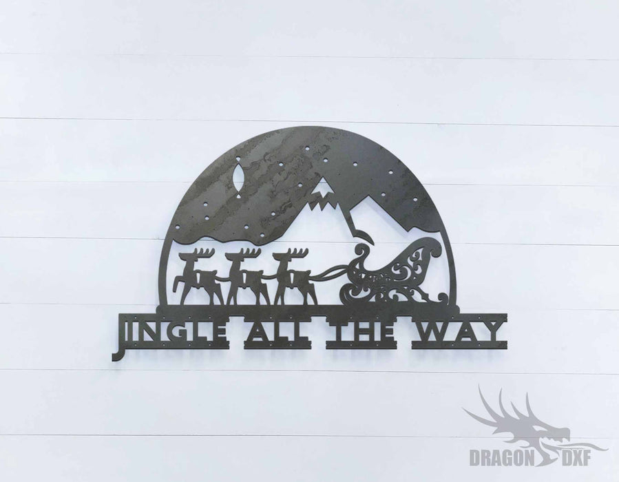 Jingle All the Way Reindeer Sleighing Sign - DXF Download