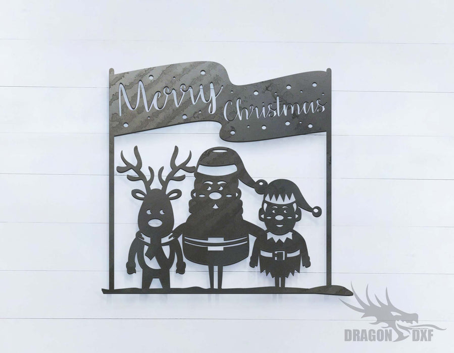 Merry Christmas (approximately 16 x 15 inches) - DXF Download