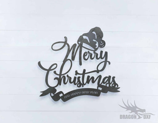 Merry Christmas and Happy New Year Sign - DXF Download