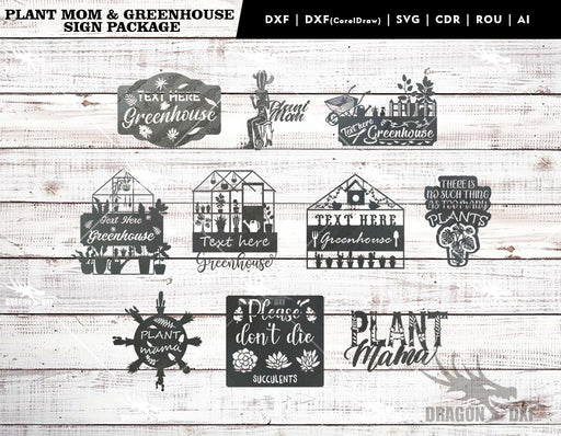 Plant Mom & Greenhouse Signs (10 Designs) - Plasma Laser DXF Cut File