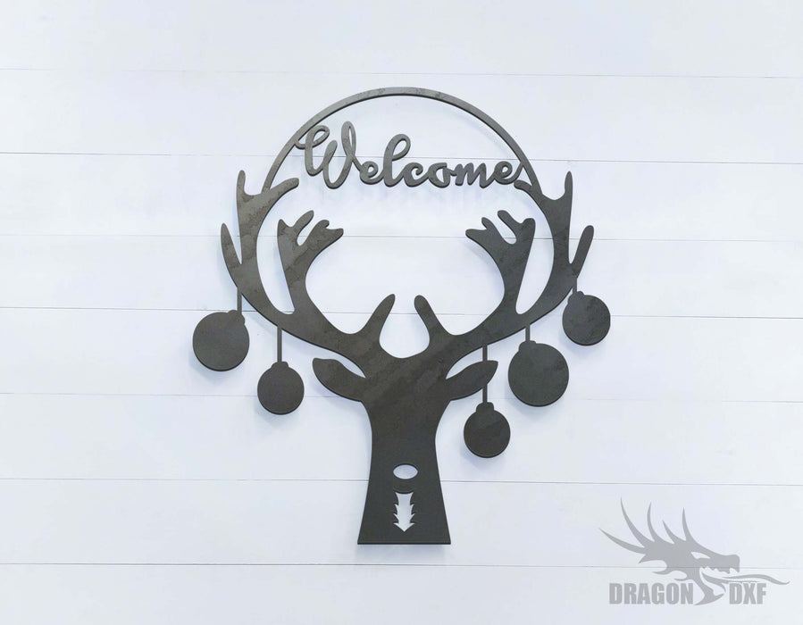 Reindeer Welcome Sign (approximately 17 x 18 inches) - DXF Download