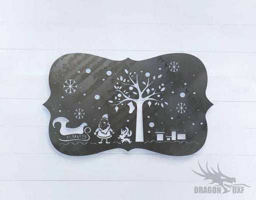 Santa Claus, Trees and Gifts Sign - DXF Download