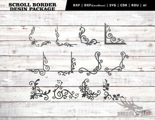 Scroll Border Design Package 1 (12 Designs) - Plasma Laser DXF Cut File